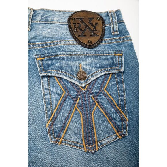 X-Ray Black Label Jeans Mens 36 x 31 Blue Distressed Medium Wash - Picture 6 of 12